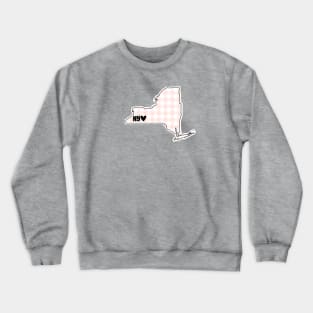 USA States: New York (pink plaid) Crewneck Sweatshirt